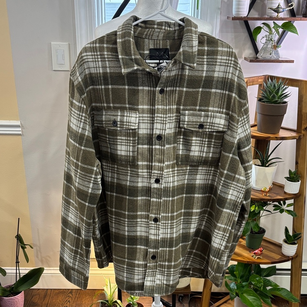 Magaschoni plaid green and white wool blend Jacket size XXL